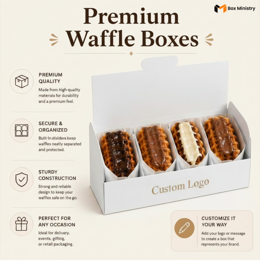 White Waffle Box for Dessert Packaging | Food Safe Takeaway Box