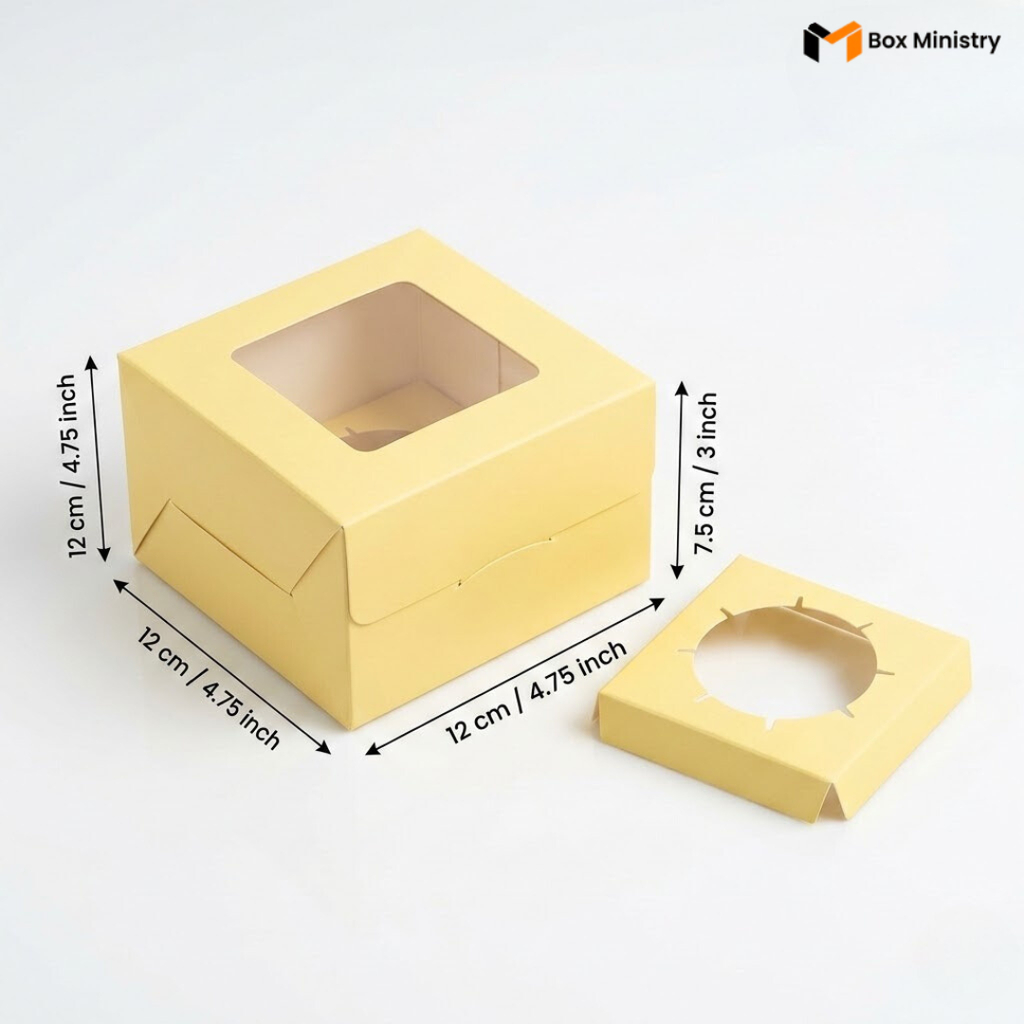 Yellow Color Cupcake Box | With Handle & Without Handle