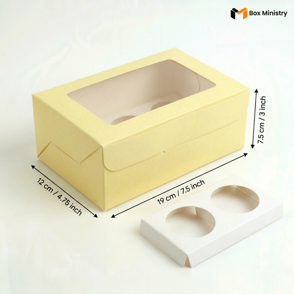 Yellow Color Cupcake Box | With Handle & Without Handle