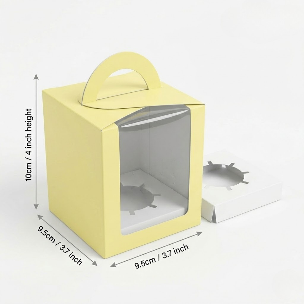 Yellow Color Cupcake Box | With Handle & Without Handle