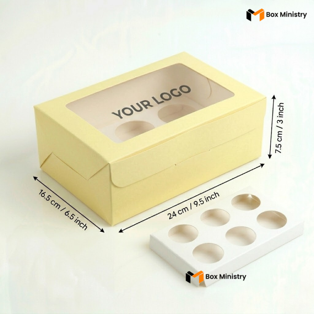 Yellow Color Cupcake Box | With Handle & Without Handle