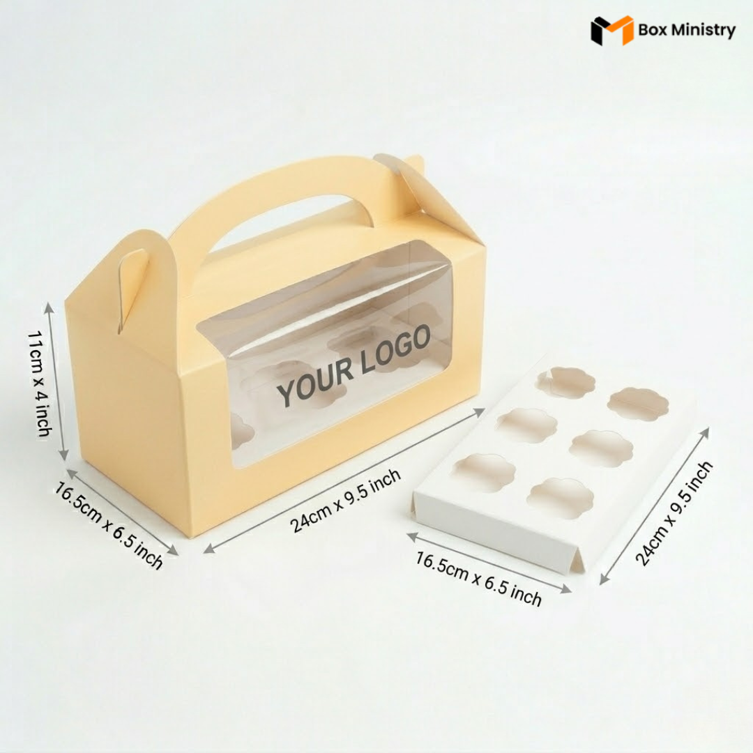 Yellow Color Cupcake Box | With Handle & Without Handle