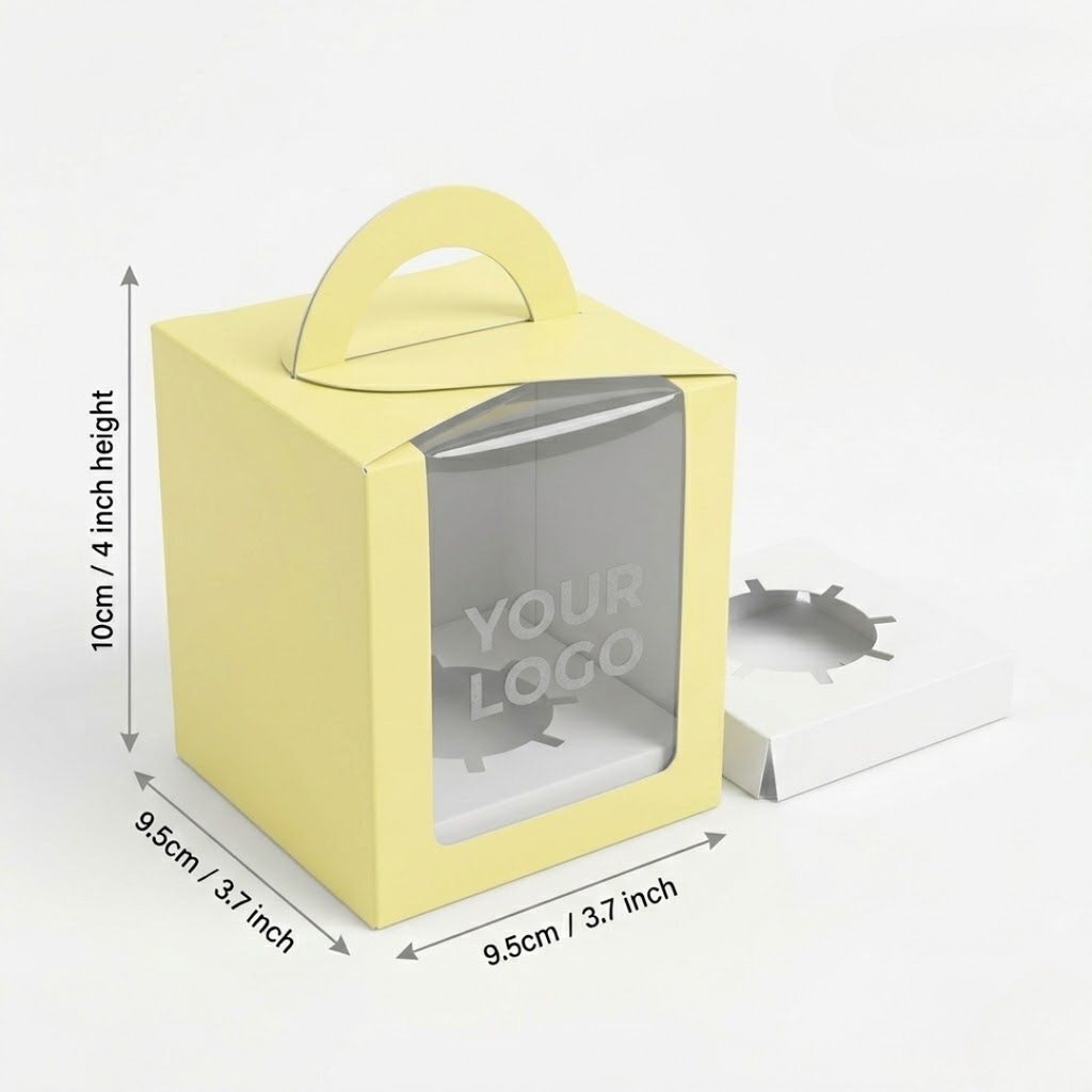 Yellow Color Cupcake Box | With Handle & Without Handle