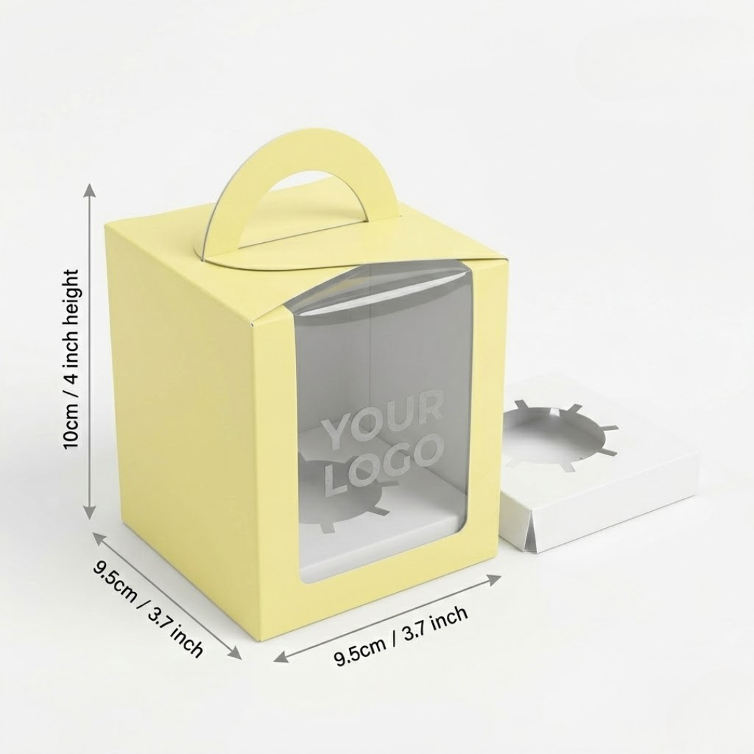 Yellow Color Cupcake Box | With Handle & Without Handle