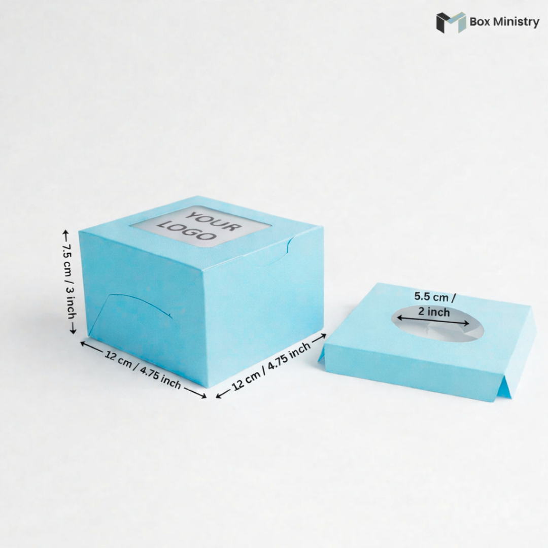 Blue Color Cupcake Box | With Handle & Without Handle