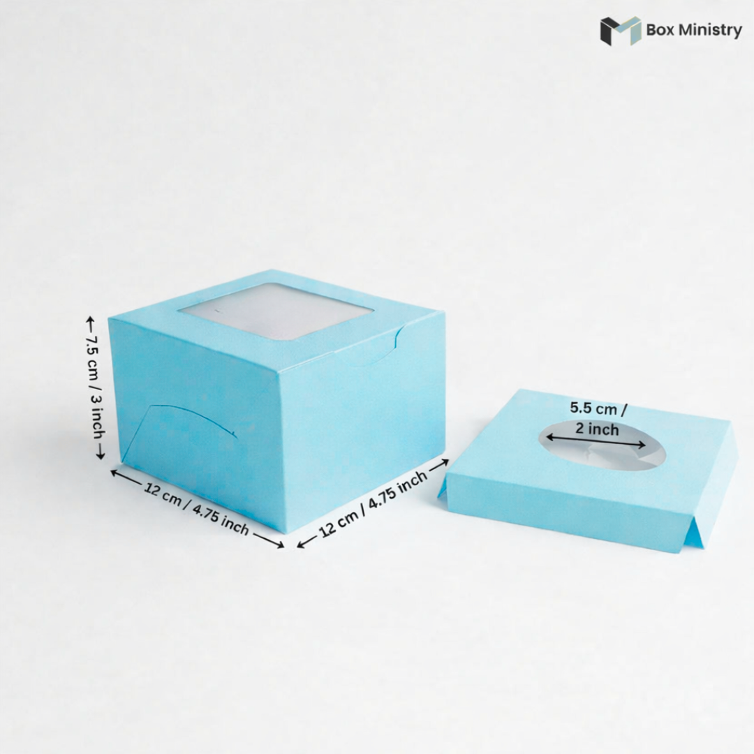 Blue Color Cupcake Box | With Handle & Without Handle