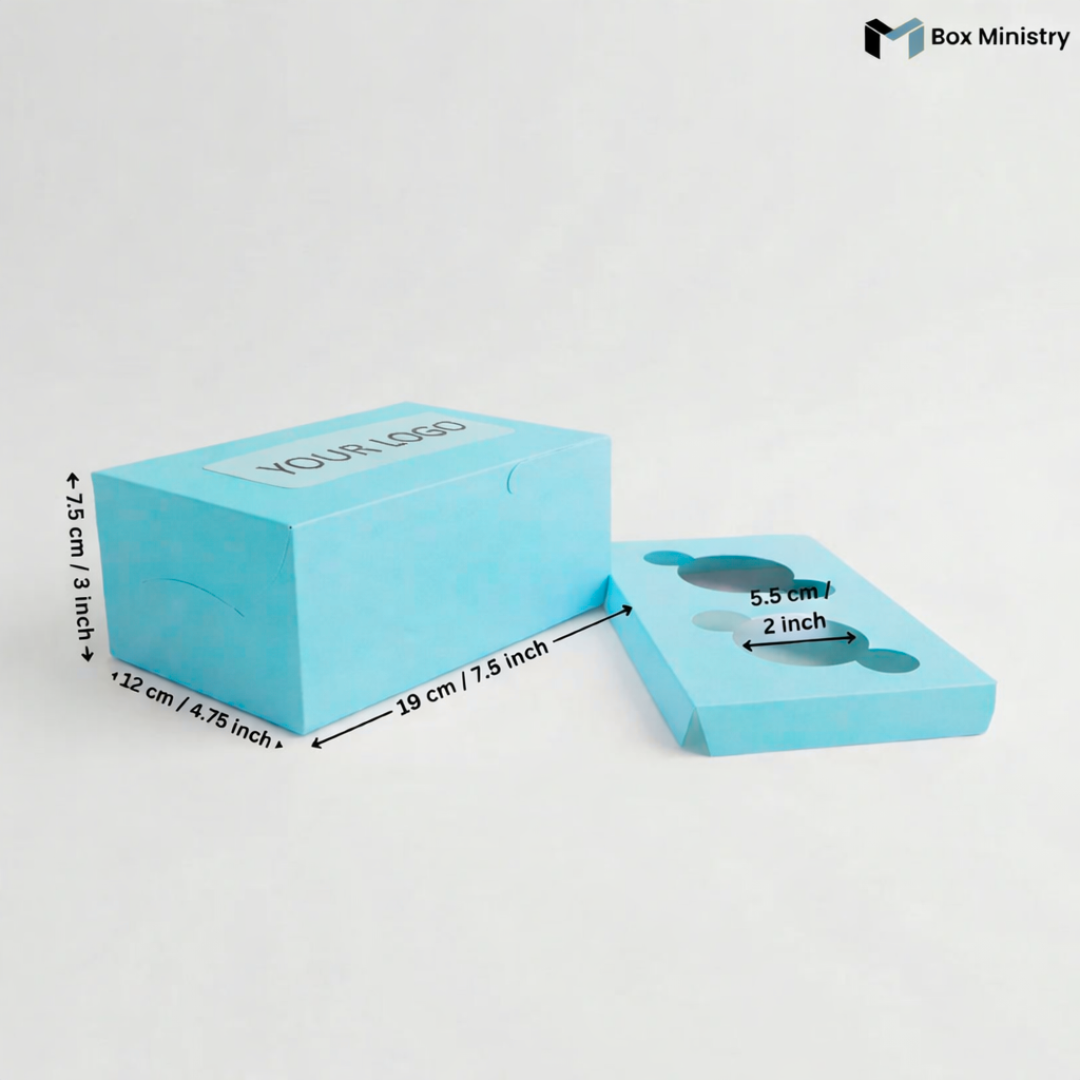 Blue Color Cupcake Box | With Handle & Without Handle