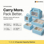 Blue Color Cupcake Box | With Handle & Without Handle