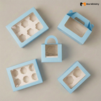 Blue Color Cupcake Box | With Handle & Without Handle