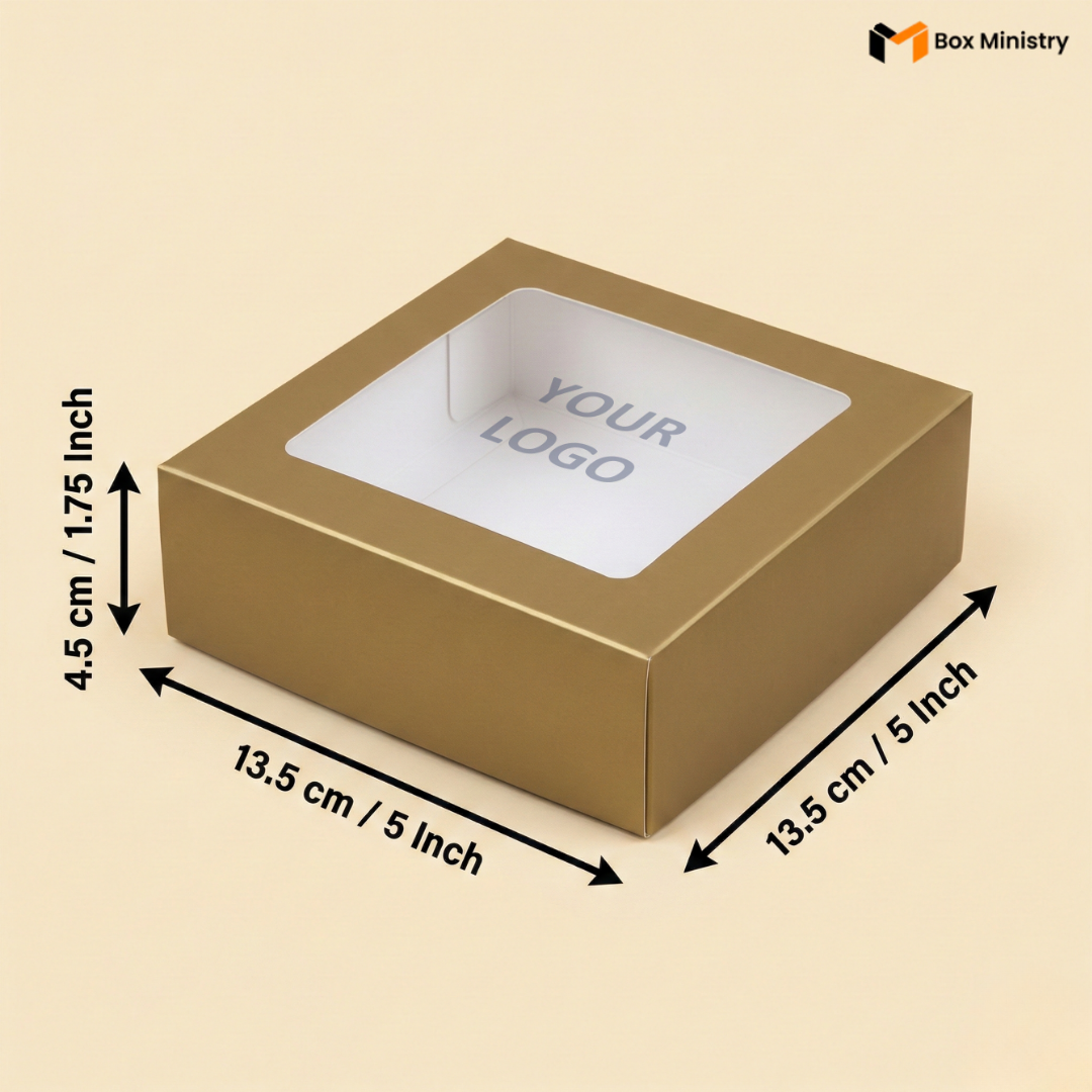 Matte Gold Brownie Boxes | Food-Grade Packaging | Free Logo Print