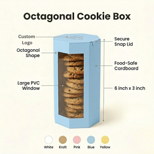 Blue Cookie Box with PVC Window | Free Logo Print