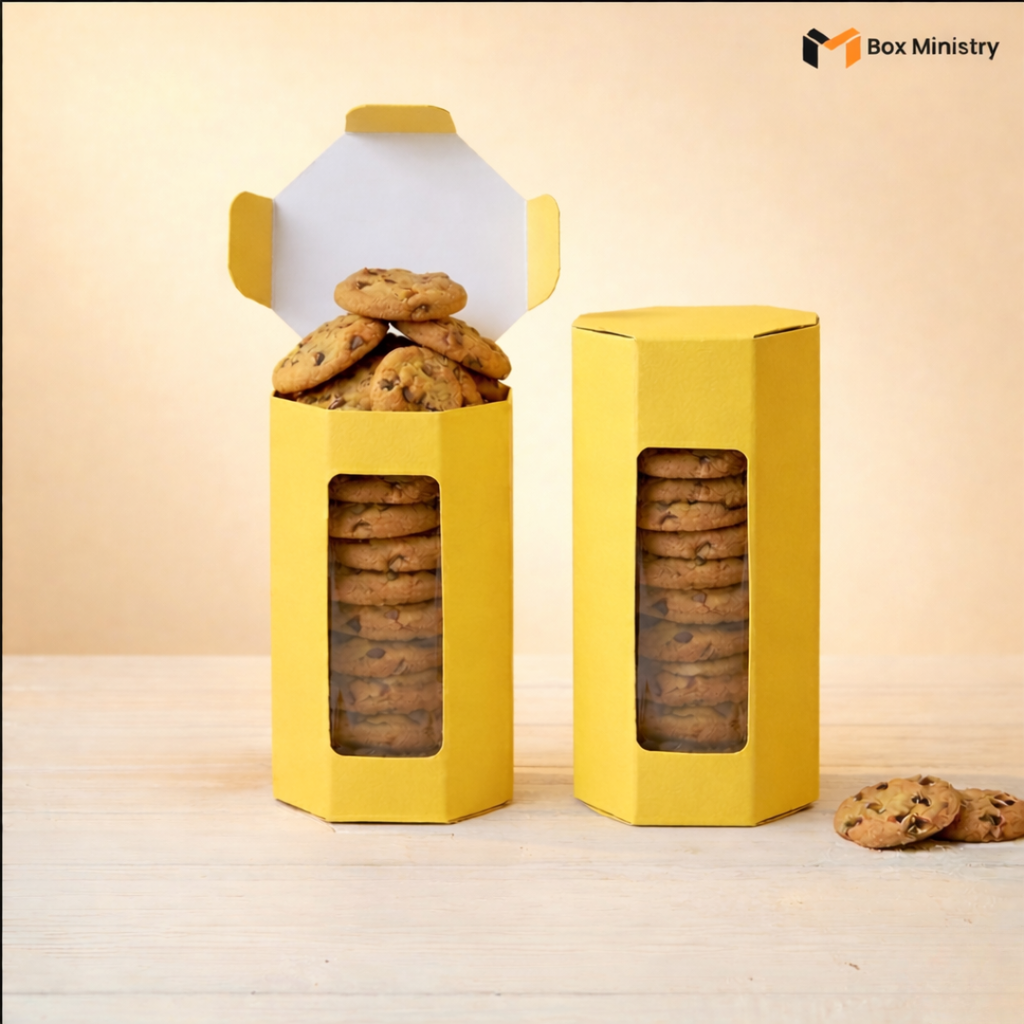 Yellow Cookie Box with PVC Window
