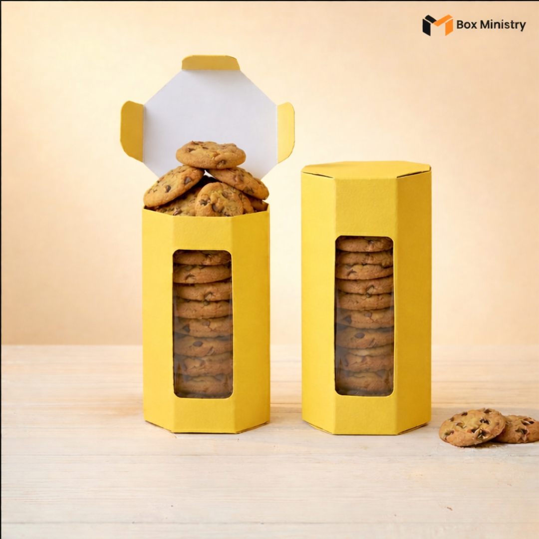 Yellow Cookie Box with PVC Window