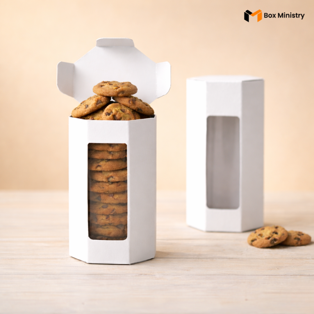 White Cookie Box with PVC Window