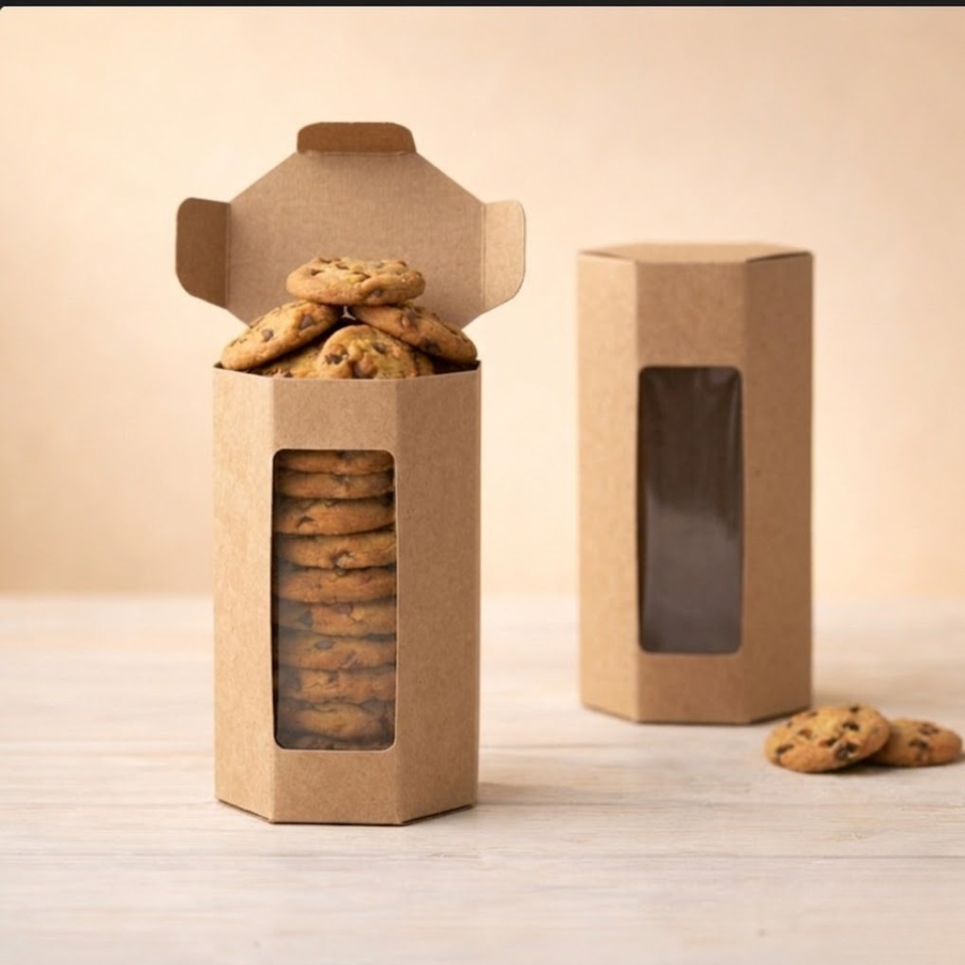 Kraft Cookie Box with PVC Window | Free Logo Print