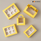 Yellow Color Cupcake Box | With Handle & Without Handle