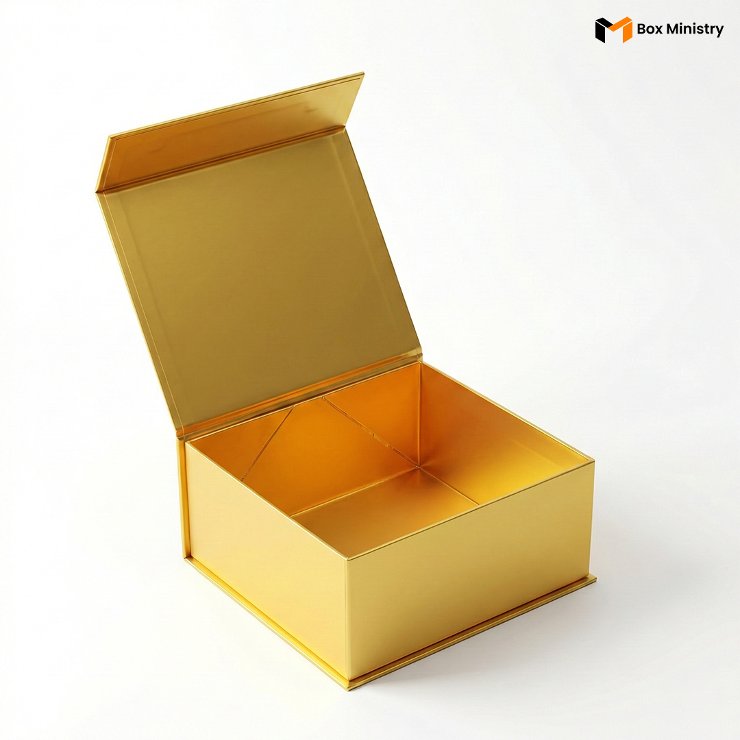 Gold Magnetic Hamper Box | Collapsible Hamper Box - Pack of 1