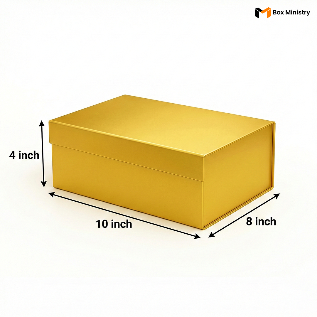Gold Magnetic Hamper Box | Collapsible Hamper Box - Pack of 1