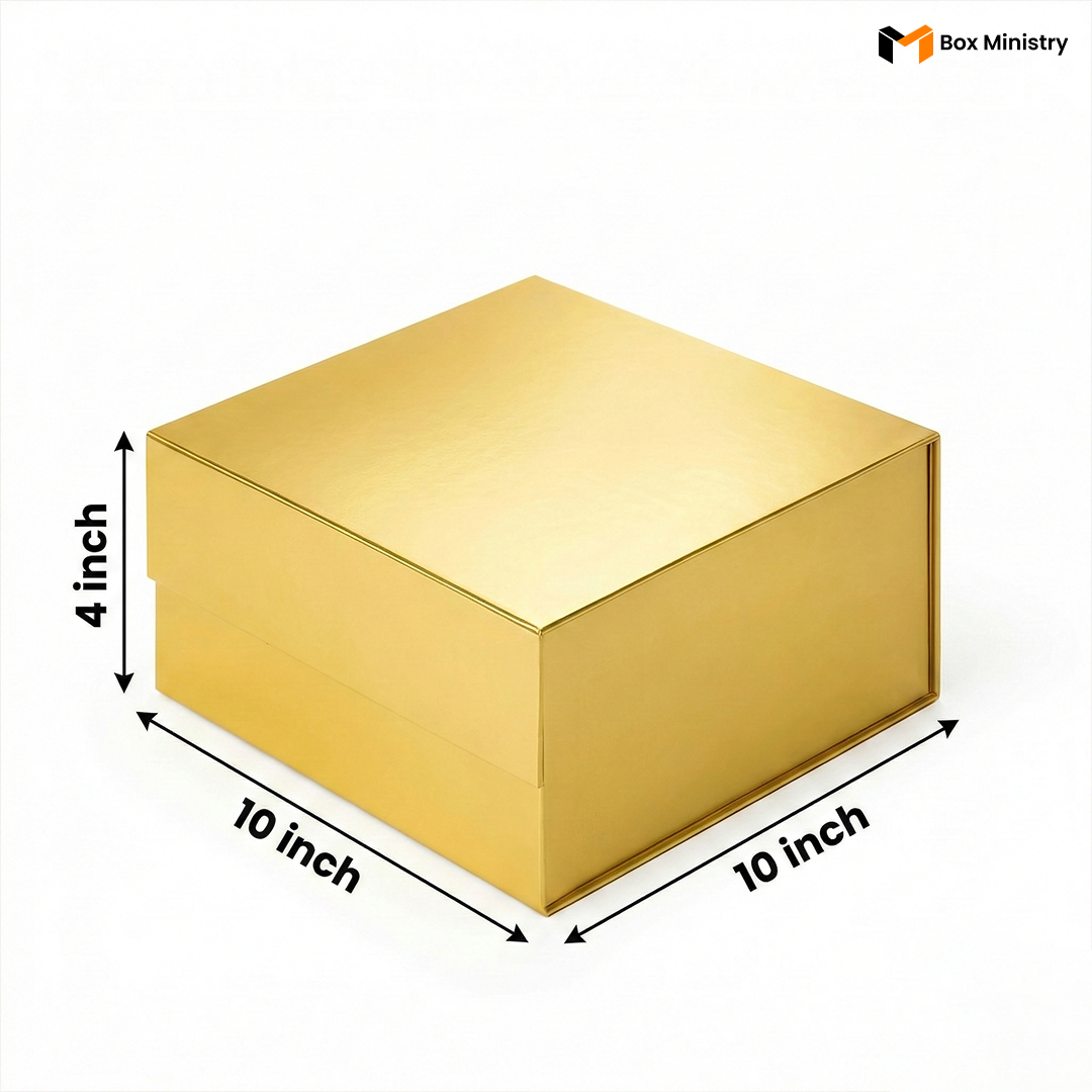 Gold Magnetic Hamper Box | Collapsible Hamper Box - Pack of 1