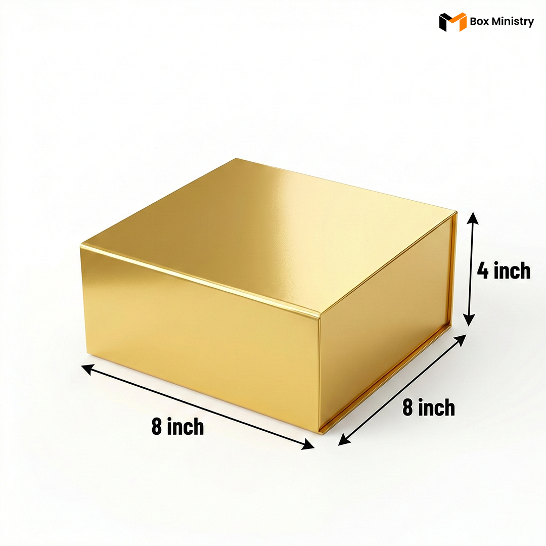 Gold Magnetic Hamper Box | Collapsible Hamper Box - Pack of 1