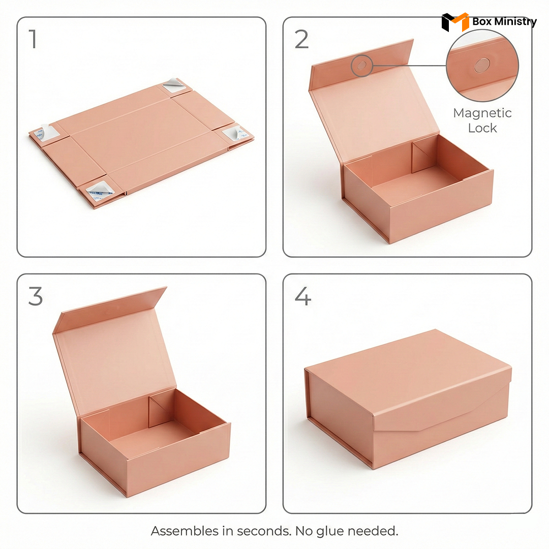 Peach Magnetic Hamper Box | Collapsible & Reusable | Pack of 1