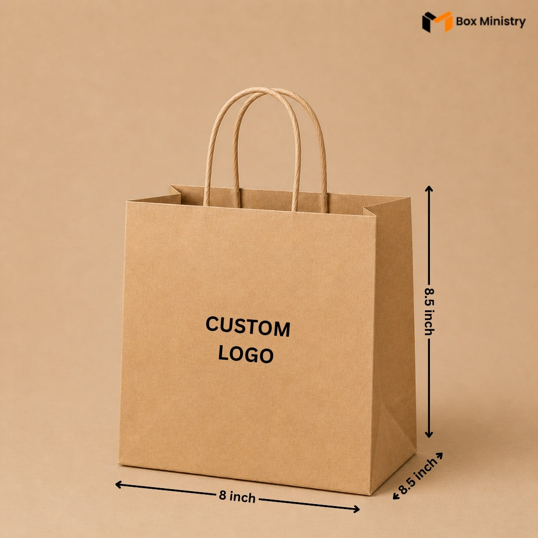 kraft Carry Paper Bag | Strong Handle Carry Bag for Cakes & Retail