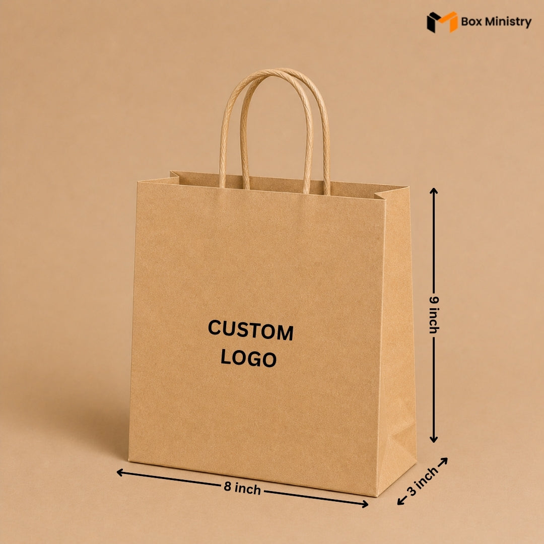 kraft Carry Paper Bag | Strong Handle Carry Bag for Cakes & Retail