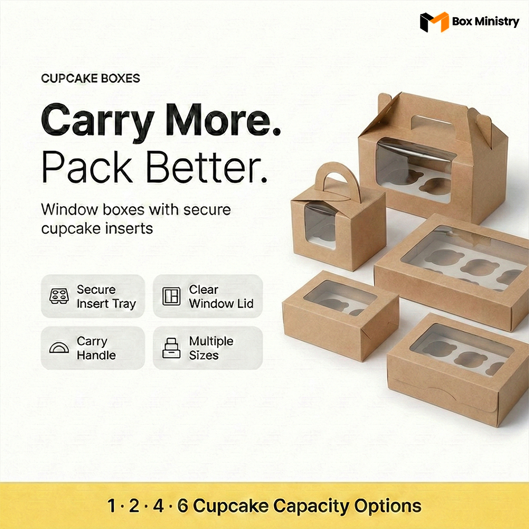 Kraft Color Cupcake Box | With Handle & Without Handle