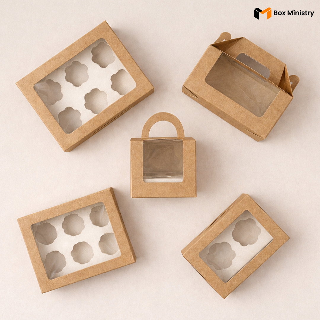 Kraft Color Cupcake Box | With Handle & Without Handle