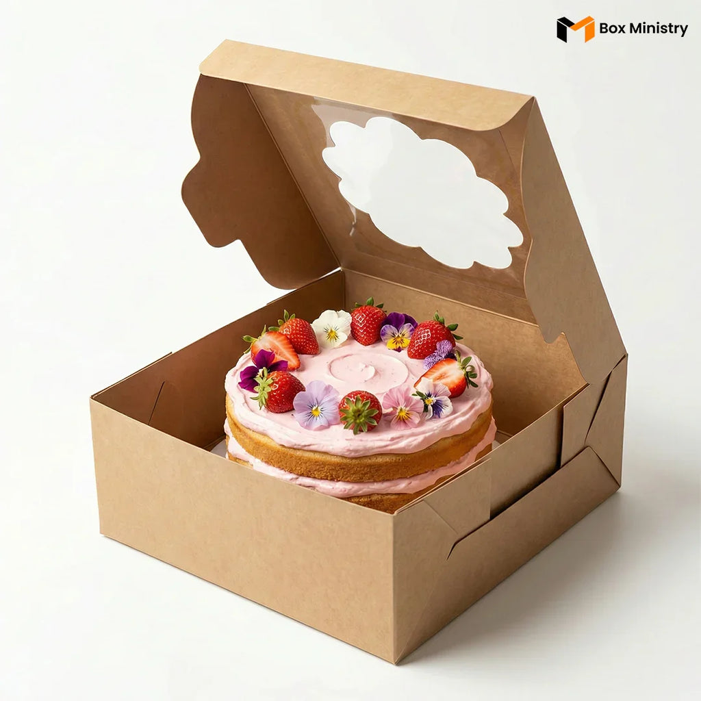 Flower Window Kraft Color Cake Box | ITC Quality