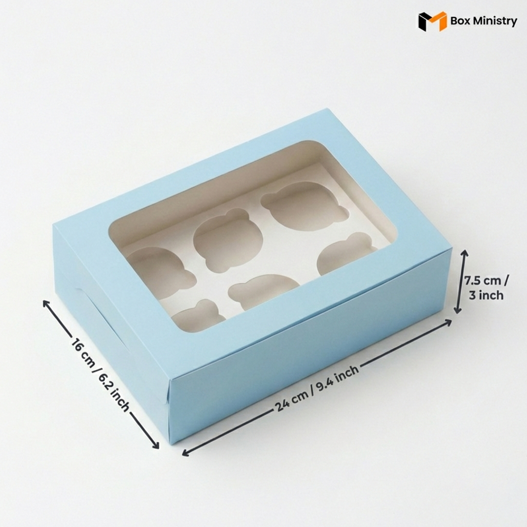 Blue Color Cupcake Box | With Handle & Without Handle