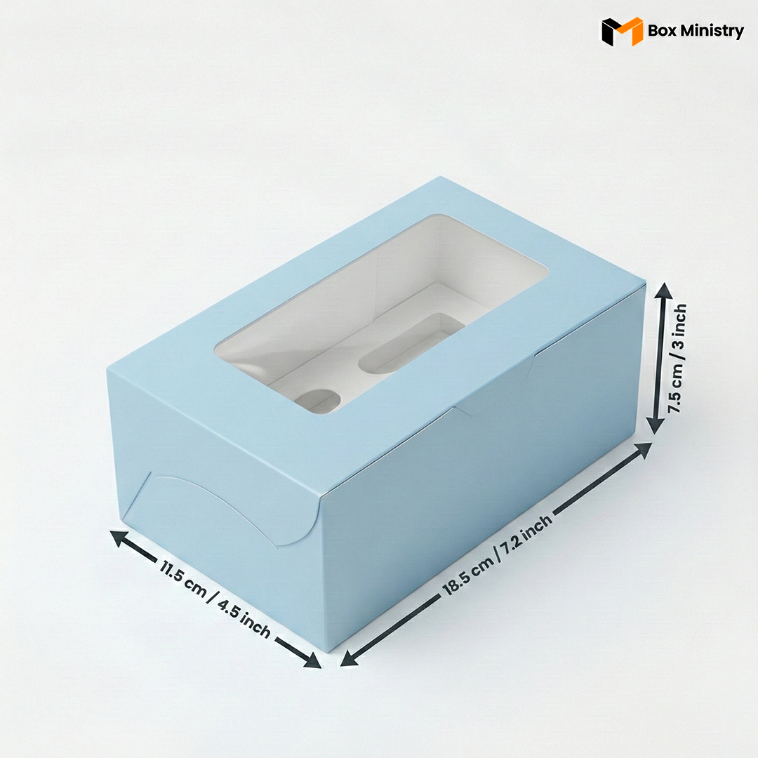Blue Color Cupcake Box | With Handle & Without Handle