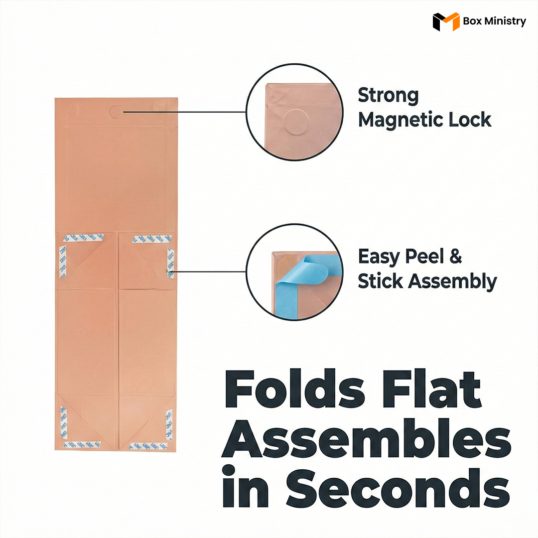 Peach Magnetic Hamper Box | Collapsible & Reusable | Pack of 1