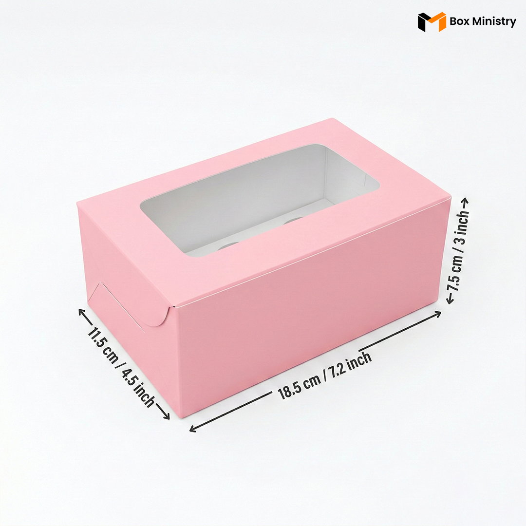 Pink Color Cupcake Box | With Handle & Without Handle