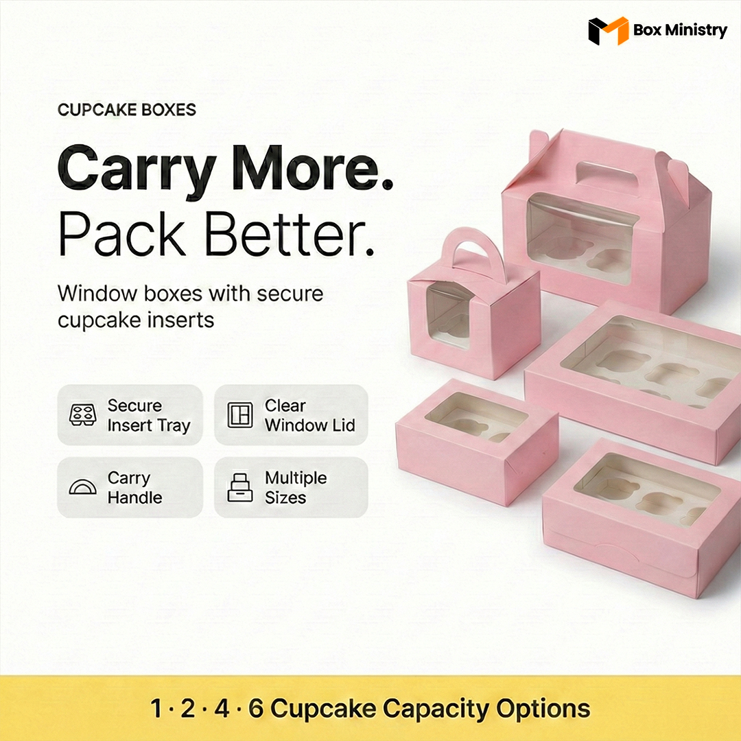 Pink Color Cupcake Box | With Handle & Without Handle