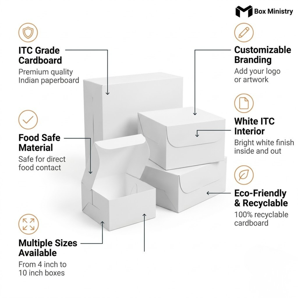Plain White Cake or Pastry Box | ITC Quality Cake Box