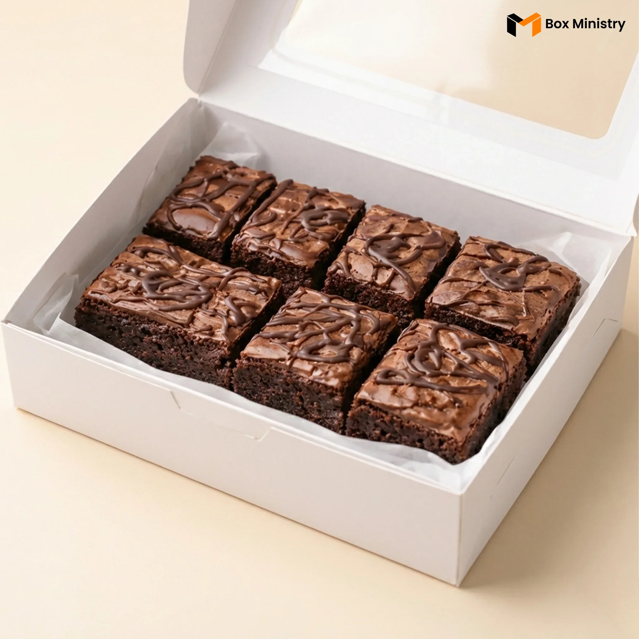 White Brownie Boxes | Food-Grade Packaging | Free Logo Print