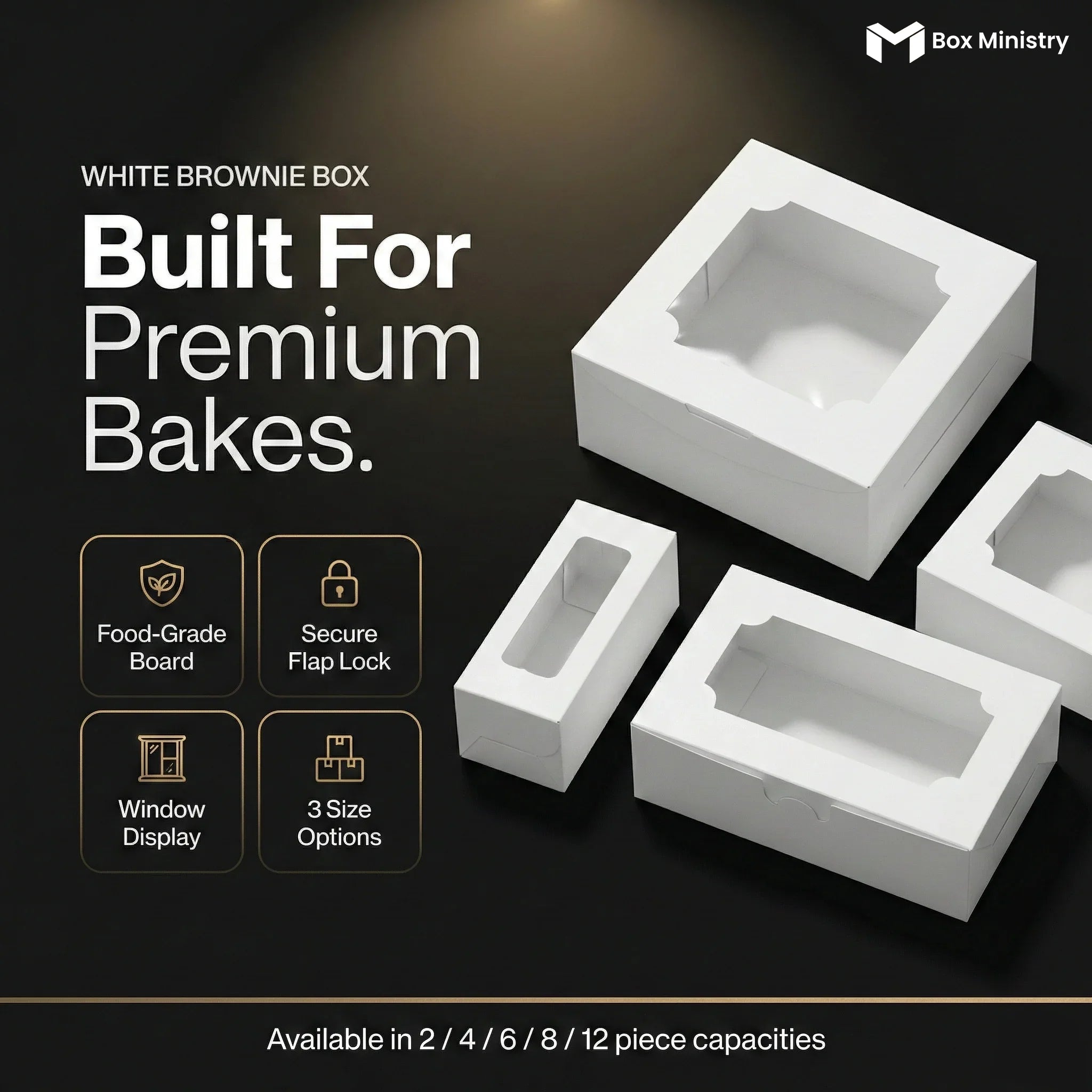White Brownie Boxes | Food-Grade Packaging | Free Logo Print
