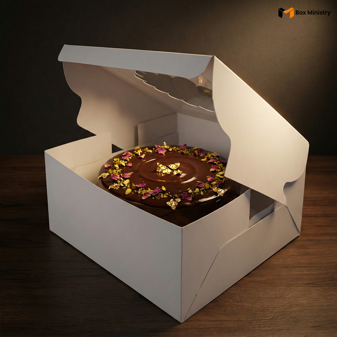 Flower Window White Color Cake Box | ITC Quality | Free Logo Print