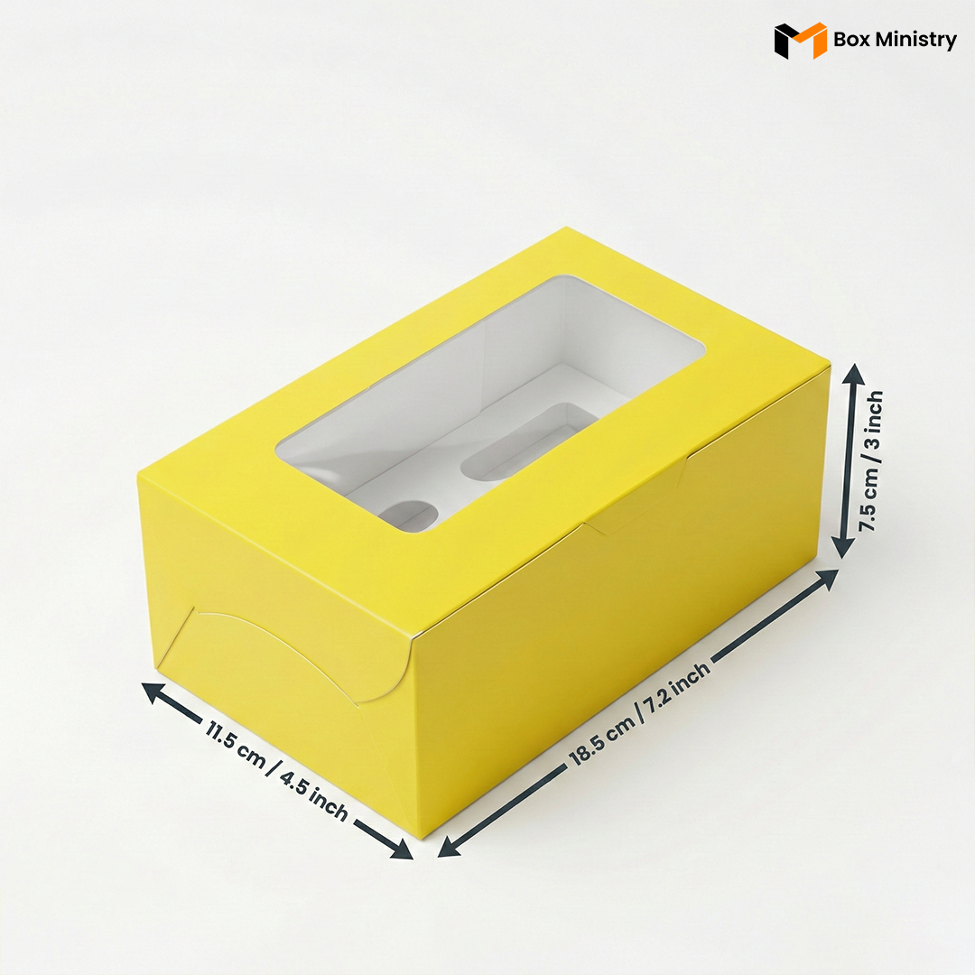 Yellow Color Cupcake Box | With Handle & Without Handle