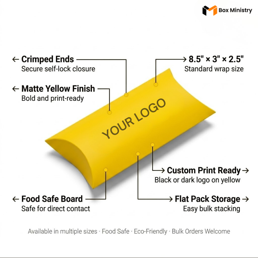 Yellow box with features labeled on a white background, featuring 'Box Ministry' branding.